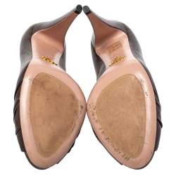 Prada Metallic Brown Leather Rose Pumps Size 38