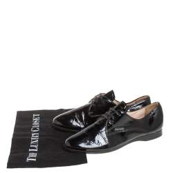 Pre Owned Prada Black Patent Leather Lace up Derby Size 36.5