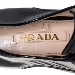 Pre Owned Prada Black Patent Leather Lace up Derby Size 36.5