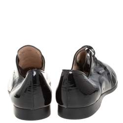 Pre Owned Prada Black Patent Leather Lace up Derby Size 36.5