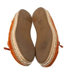Pre Owned Prada Orange Suede Bow Detail Espadrilles Flats Size 40