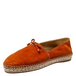 Pre Owned Prada Orange Suede Bow Detail Espadrilles Flats Size 40