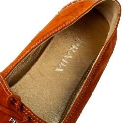 Pre Owned Prada Orange Suede Bow Detail Espadrilles Flats Size 40
