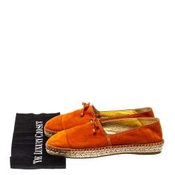 Pre Owned Prada Orange Suede Bow Detail Espadrilles Flats Size 40