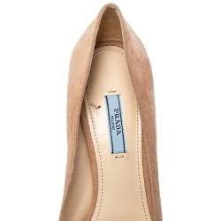 Pre Owned Prada Beige Suede Peep Toe Pumps Size 38