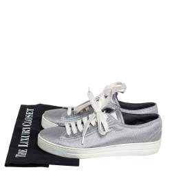 Prada Silver Fabric Low Top Sneakers Size 36