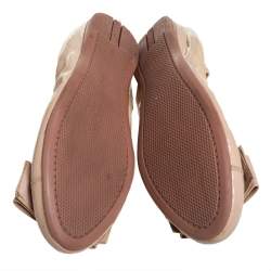 Pre Owned Prada Beige Patent Leather Bow Ballet Flats Size 37.5