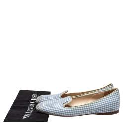 Prada Blue/White Canvas Smoking Loafers Size 37