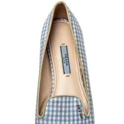 Prada Blue/White Canvas Smoking Loafers Size 37