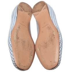 Prada Blue/White Canvas Smoking Loafers Size 37
