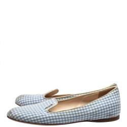 Prada Blue/White Canvas Smoking Loafers Size 37