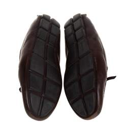 Pre Owned Prada Brown Leather Bow Loafers Size 40