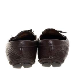 Pre Owned Prada Brown Leather Bow Loafers Size 40
