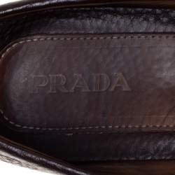 Pre Owned Prada Brown Leather Bow Loafers Size 40