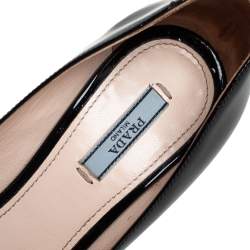 Pre Owned Prada Black Patent Leather Peep Toe Platform Pumps Size 37.5