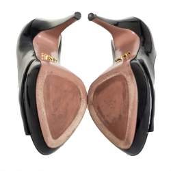 Pre Owned Prada Black Patent Leather Peep Toe Platform Pumps Size 37.5