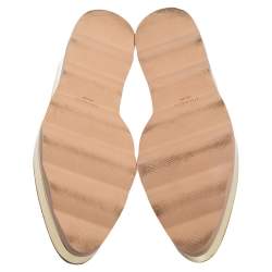 Pre Owned حذاء دربي برادا نعل سميك بطرف متعرج جلد بروغي ذهبي مقاس 39