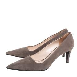 Pre Owned Prada Brown Suede Pointed Toe Pumps Size 38