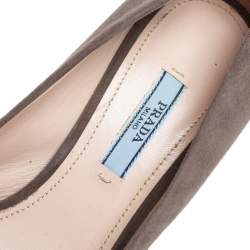 Pre Owned Prada Brown Suede Pointed Toe Pumps Size 38