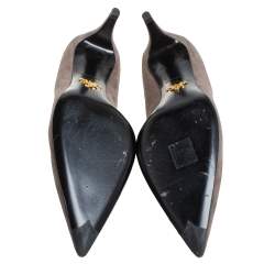 Pre Owned Prada Brown Suede Pointed Toe Pumps Size 38