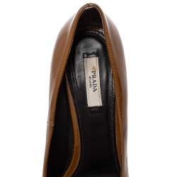 Pre Owned Prada Vintage Brown/Red Patent Leather Bow Pointy Toe Pumps Size 38