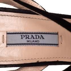 Pre Owned Prada Black Suede Strappy Sandals Size 39.5