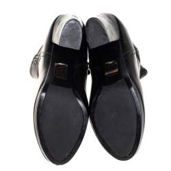 مملوكة مسبقًا حذاء بوت كاحل برادا كعب سميك جلد أسود مقاس 38