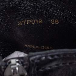 مملوكة مسبقًا حذاء بوت كاحل برادا كعب سميك جل د أسود مقاس 38