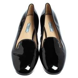 Pre Owned Prada Black Patent Leather Loafers Size 41