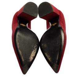 Pre Owned Prada Red Suede Slanted Block Heel Pumps Size 40