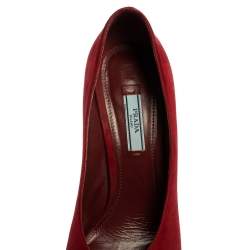 Pre Owned Prada Red Suede Slanted Block Heel Pumps Size 40