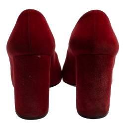 Pre Owned Prada Red Suede Slanted Block Heel Pumps Size 40