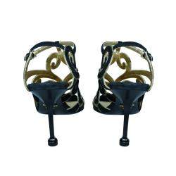 Pre Owned Prada Black Suede Cut Out  Sandals Size 38