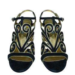 Pre Owned Prada Black Suede Cut Out  Sandals Size 38