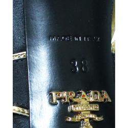 Pre Owned Prada Black Suede Cut Out  Sandals Size 38