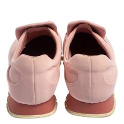 Pre Owned Prada Pink Nylon Crystal Embellished Slip On Sneakers Size 40