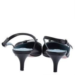 Pre Owned Prada Black Leather Bow Slingback Sandals Size 36.5