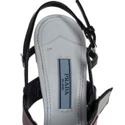 Pre Owned Prada White/Black Leather Cap Toe Slingback Sandals Size 36