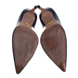 Pre Owned Prada Blue Leather D'orsay Pointed Toe Pumps Size 36