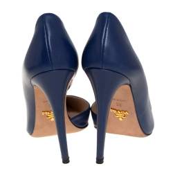 Pre Owned Prada Blue Leather D'orsay Pointed Toe Pumps Size 36