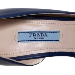 Pre Owned Prada Blue Leather D'orsay Pointed Toe Pumps Size 36