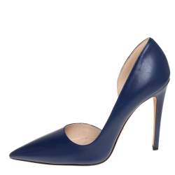 Pre Owned Prada Blue Leather D'orsay Pointed Toe Pumps Size 36