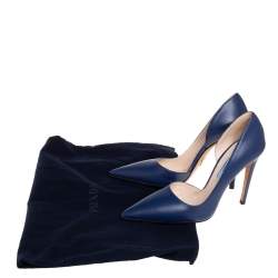 Pre Owned Prada Blue Leather D'orsay Pointed Toe Pumps Size 36