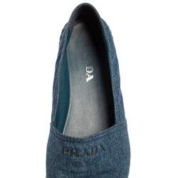 Pre Owned Prada Blue Denim Canvas Espadrille Flats Size 41