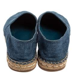 Pre Owned Prada Blue Denim Canvas Espadrille Flats Size 41