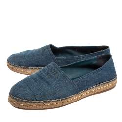 Pre Owned Prada Blue Denim Canvas Espadrille Flats Size 41