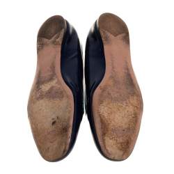 Pre Owned Prada Dark Blue Patent Saffiano Leather Smoking Slippers Size 40
