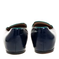 Pre Owned Prada Dark Blue Patent Saffiano Leather Smoking Slippers Size 40