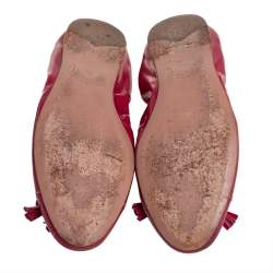 Prada Pink Patent Leather Tassel Bow Scrunch Ballet Flats Size 35