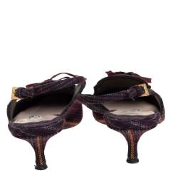 Pre Owned Prada Multicolor Canvas and Leather Fringe and Lace Detail Slingback Sandals Size 40.5